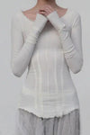 Marc Le Bihan Silk Shrink Classic Long Sleeve Base Top 26900 Series Handmade in France MLB-26900-BAI White